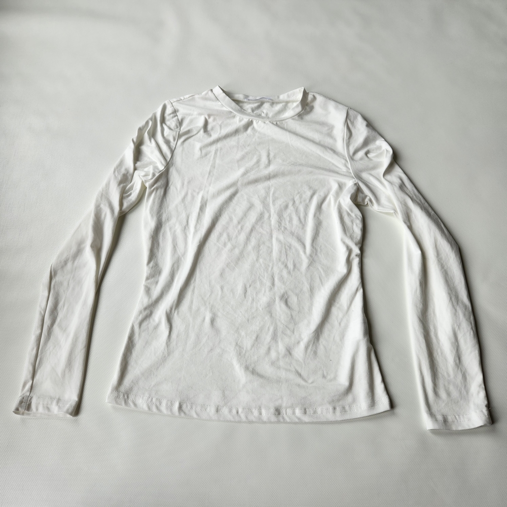 Zeagoo Womens White Longsleeve Shirt Small Crew Neck Undershirt